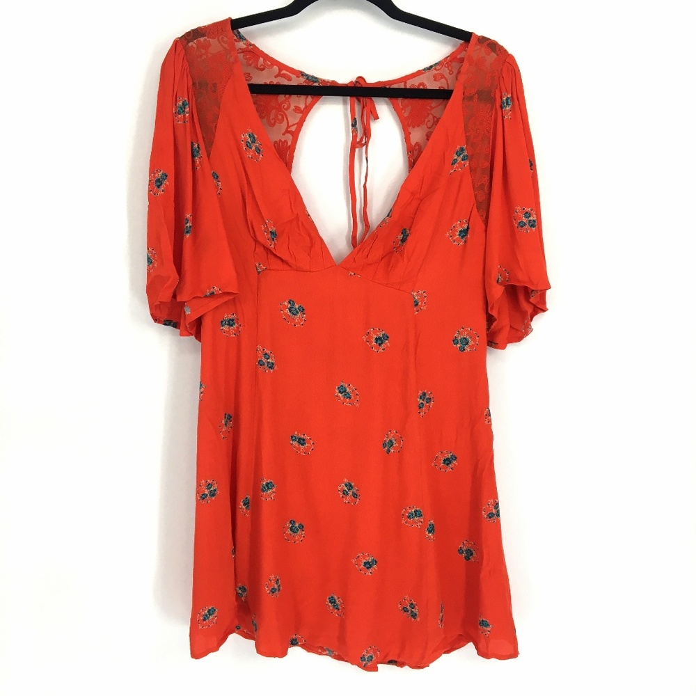 Free People Red Mockingbird Embroidered Mini Dress - Picture 2 of 8